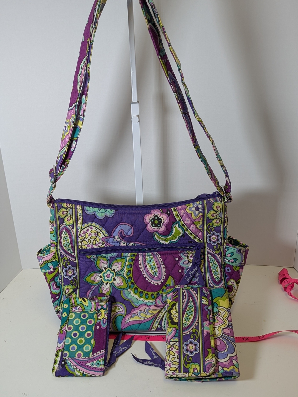 Vera Bradley Retired Heather Paisley Hipster Crossbody Bag Wallet & ID Case Set